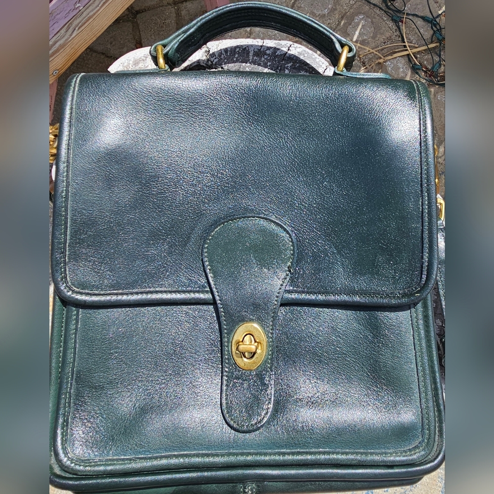 Vintage Coach Station bottle green bag #5130